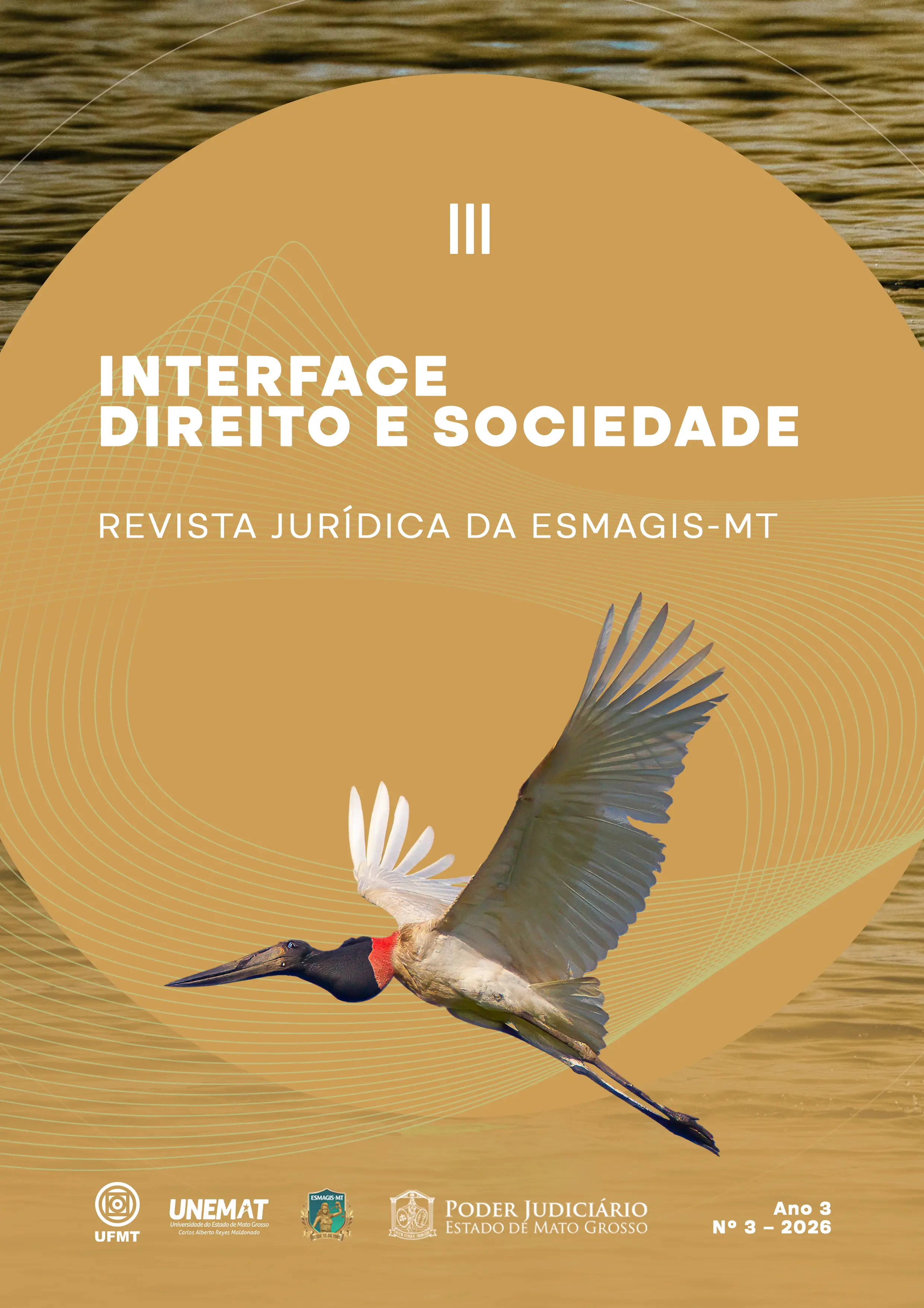 Capa de revista ocre com a ave tuiuiú em voo. No topo, em branco: 